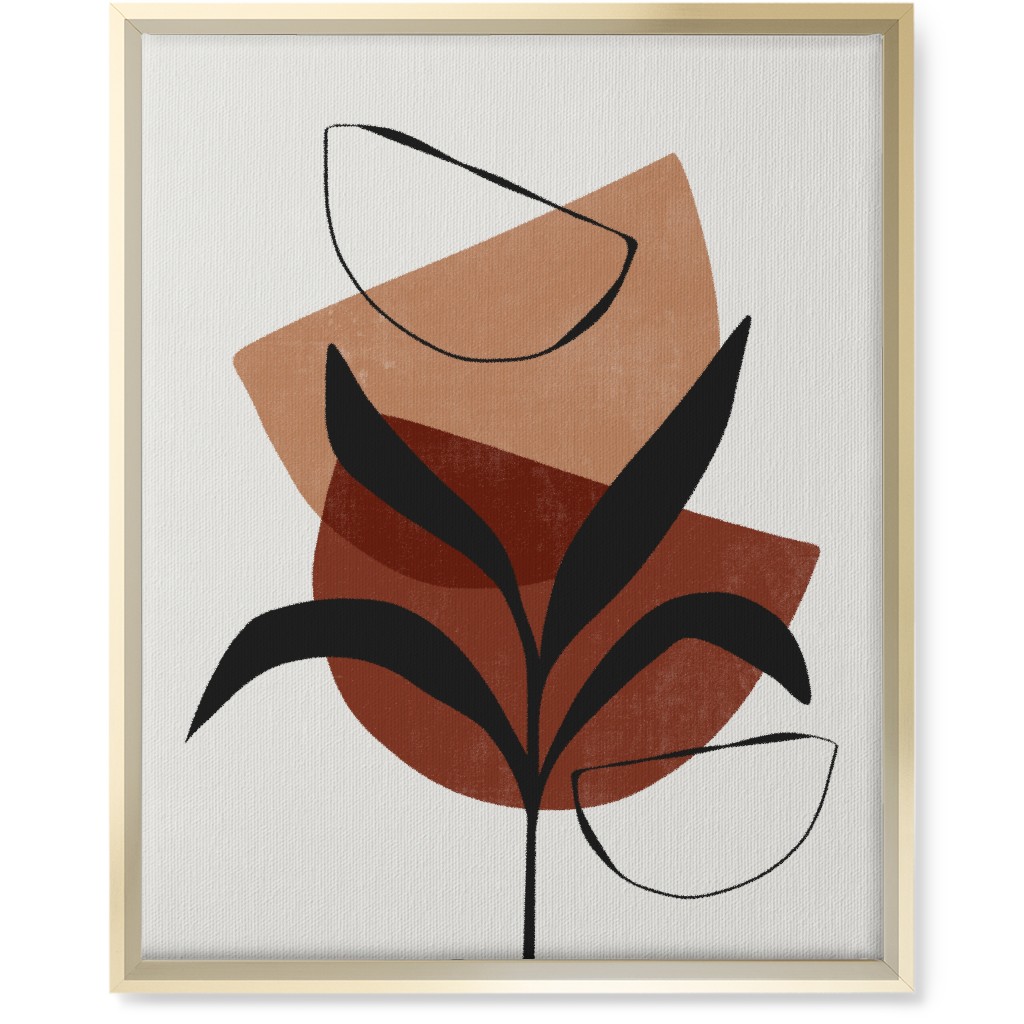Abstract Leaf Silhouette - Terracotta and Ivory Wall Art, Gold, Single piece, Canvas, 16x20, Brown, Brown
