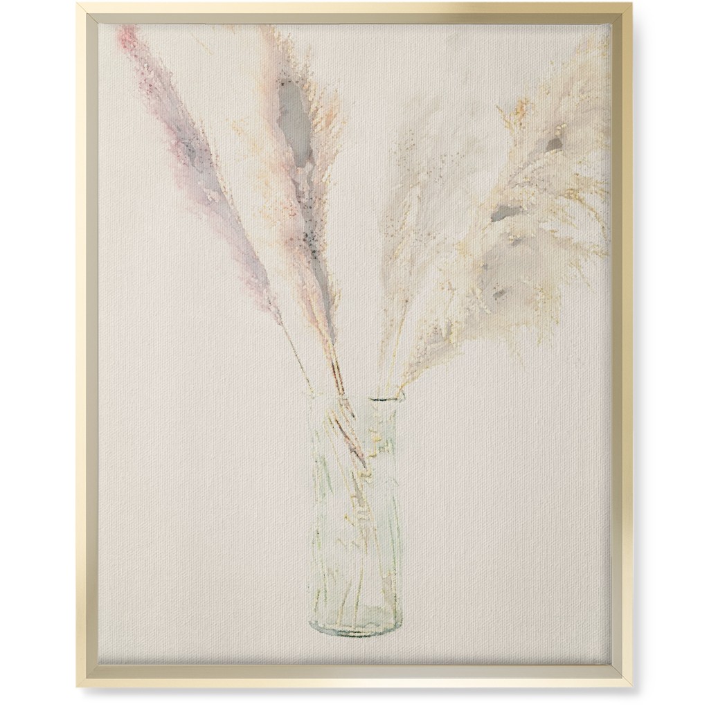 Pampas Grass Watercolor - Neutral Wall Art, Gold, Single piece, Canvas, 16x20, Beige, Pearl