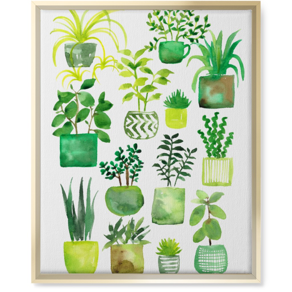 House Plants - Green Wall Art, Gold, Single piece, Canvas, 16x20, Green