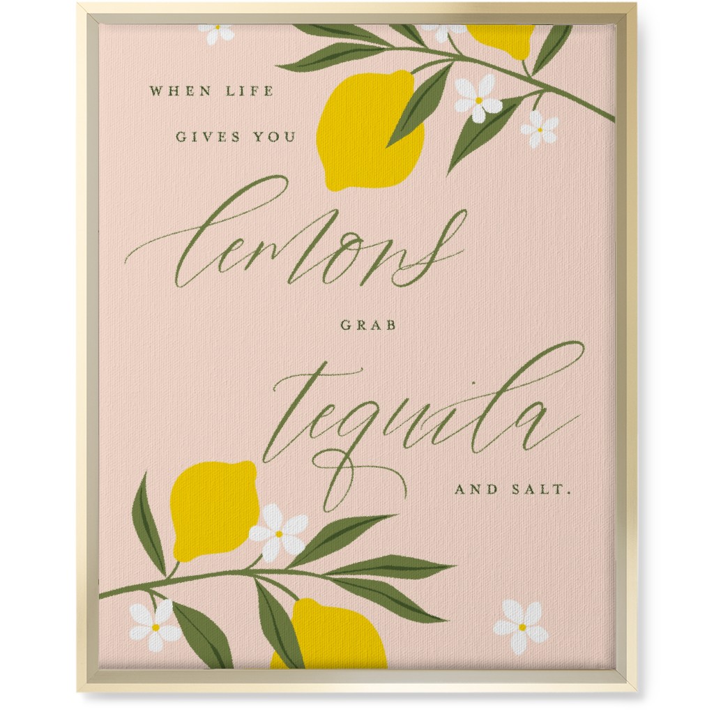 Life Lemons - Pink and Yellow Wall Art, Gold, Single piece, Canvas, 16x20, Pink, Bright Pink