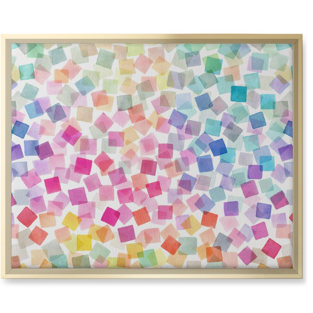 Confetti Party Plaids - Multi Wall Art, Gold, Single piece, Canvas, 16x20, Multicolor