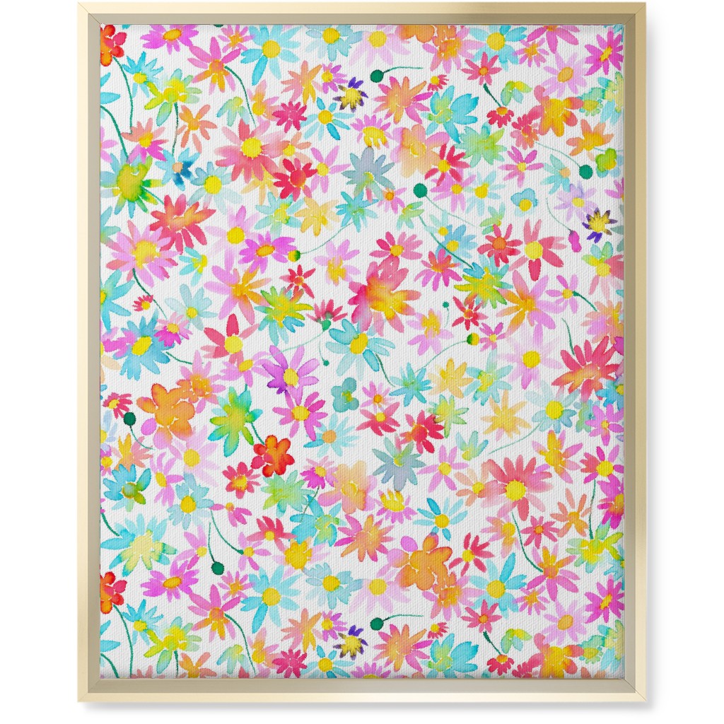 Spring Watercolor Daisies - Multi Wall Art, Gold, Single piece, Canvas, 16x20, Multicolor