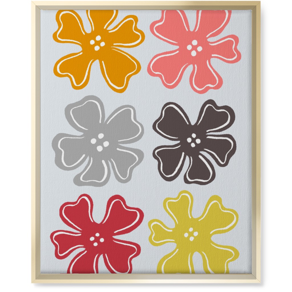 Button Flowers Wall Art, Gold, Single piece, Canvas, 16x20, Multicolor, Silver Lining