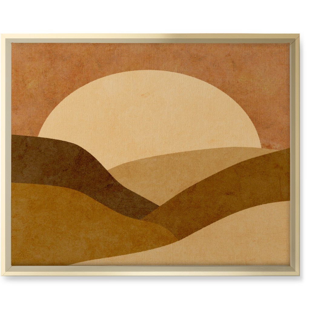 Mountains At Dusk Wall Art, Gold, Single piece, Canvas, 16x20, Brown