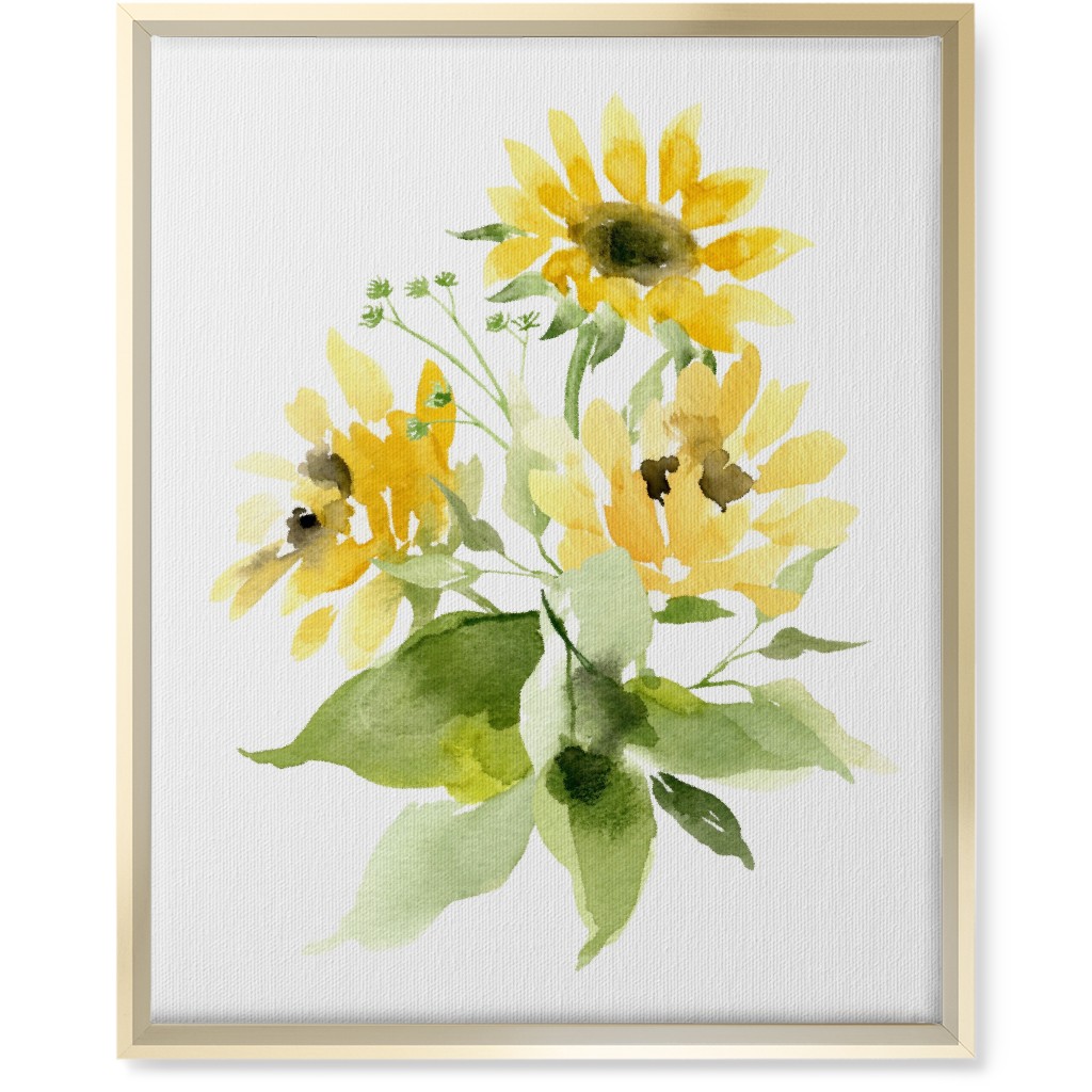 Bunch of Sunflowers Watercolor - Yellow Wall Art, Gold, Single piece, Canvas, 16x20, Yellow, Classic Yellow