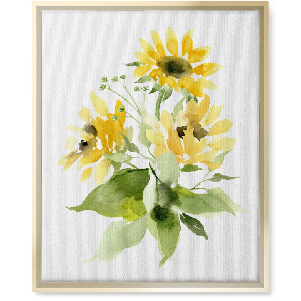 Bunch of Sunflowers Watercolor - Yellow Wall Art, Gold, Single piece, Canvas, 16x20, Yellow