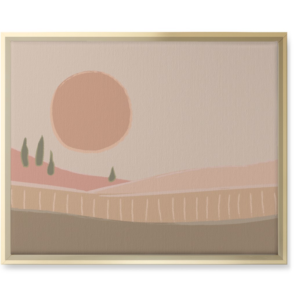 Simple Landscape Wall Art, Gold, Single piece, Canvas, 16x20, Pink