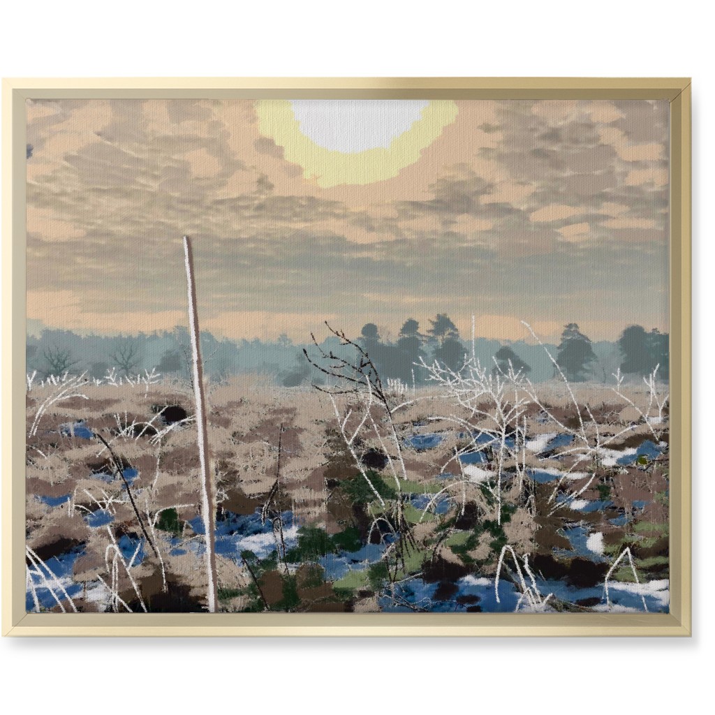Winter Sun Over the Marsh Wall Art, Gold, Single piece, Canvas, 16x20, Blue