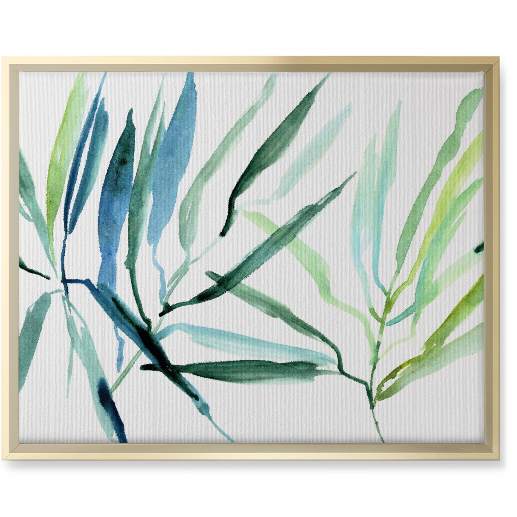 Watercolor Tropical Botanicals Wall Art, Gold, Single piece, Canvas, 16x20, Green, Hemlock