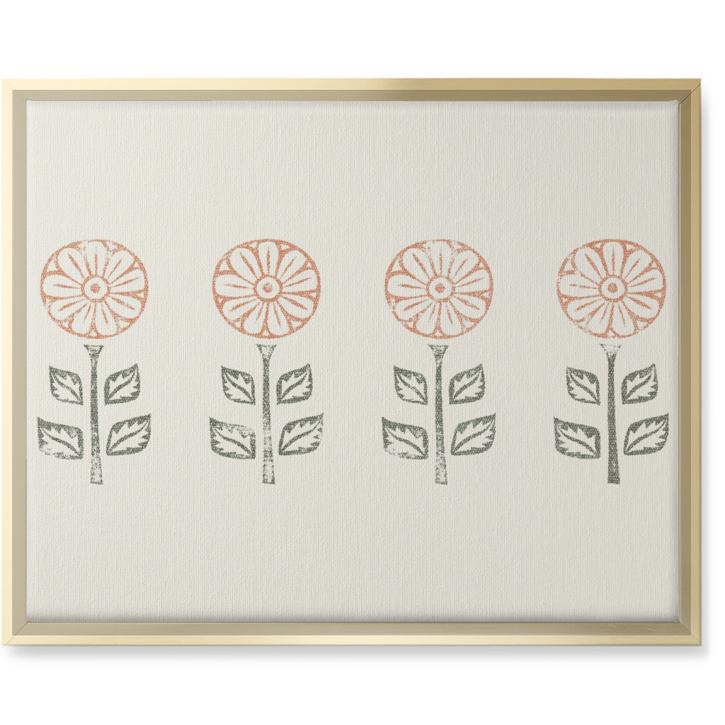 Floral Block Print Ii Wall Art, Gold, Single piece, Canvas, 16x20, Pink
