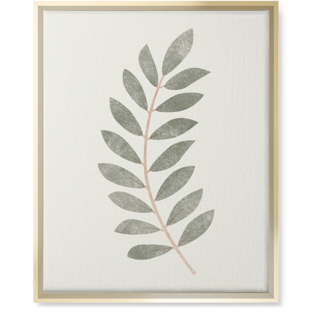 Botanical Leaf Ii Wall Art, Gold, Single piece, Canvas, 16x20, Green, Sage