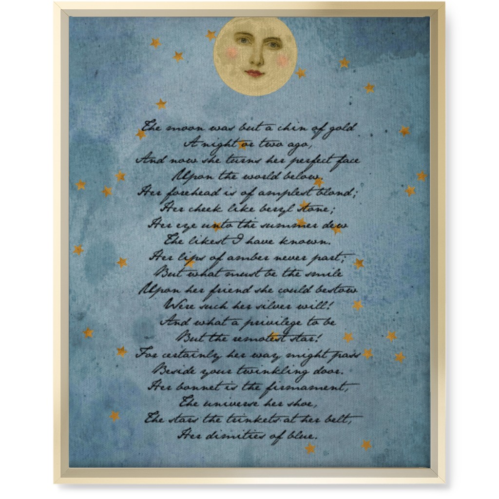 the Moon - Blue Wall Art, Gold, Single piece, Canvas, 16x20, Blue