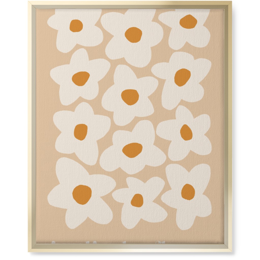 Botanical Graphic Retro Flower Garden Wall Art, Gold, Single piece, Canvas, 16x20, Beige, Sand