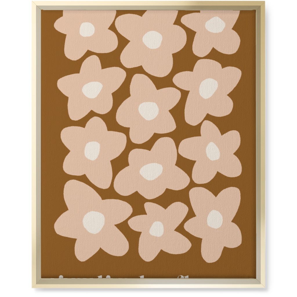 Botanical Graphic Retro Flower Garden Wall Art, Gold, Single piece, Canvas, 16x20, Brown, Nutmeg