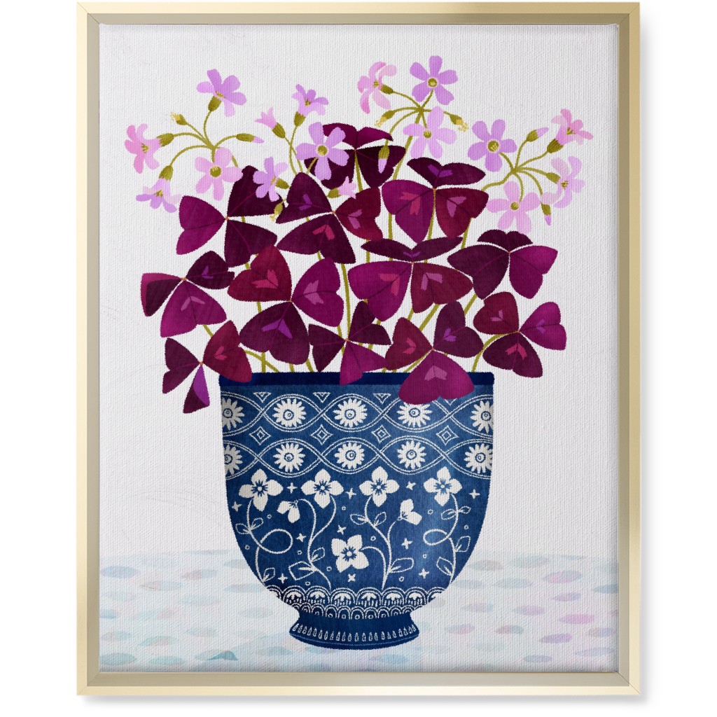 Oxalis Triangularis - Purple and Blue Wall Art, Gold, Single piece, Canvas, 16x20, Purple, Purple