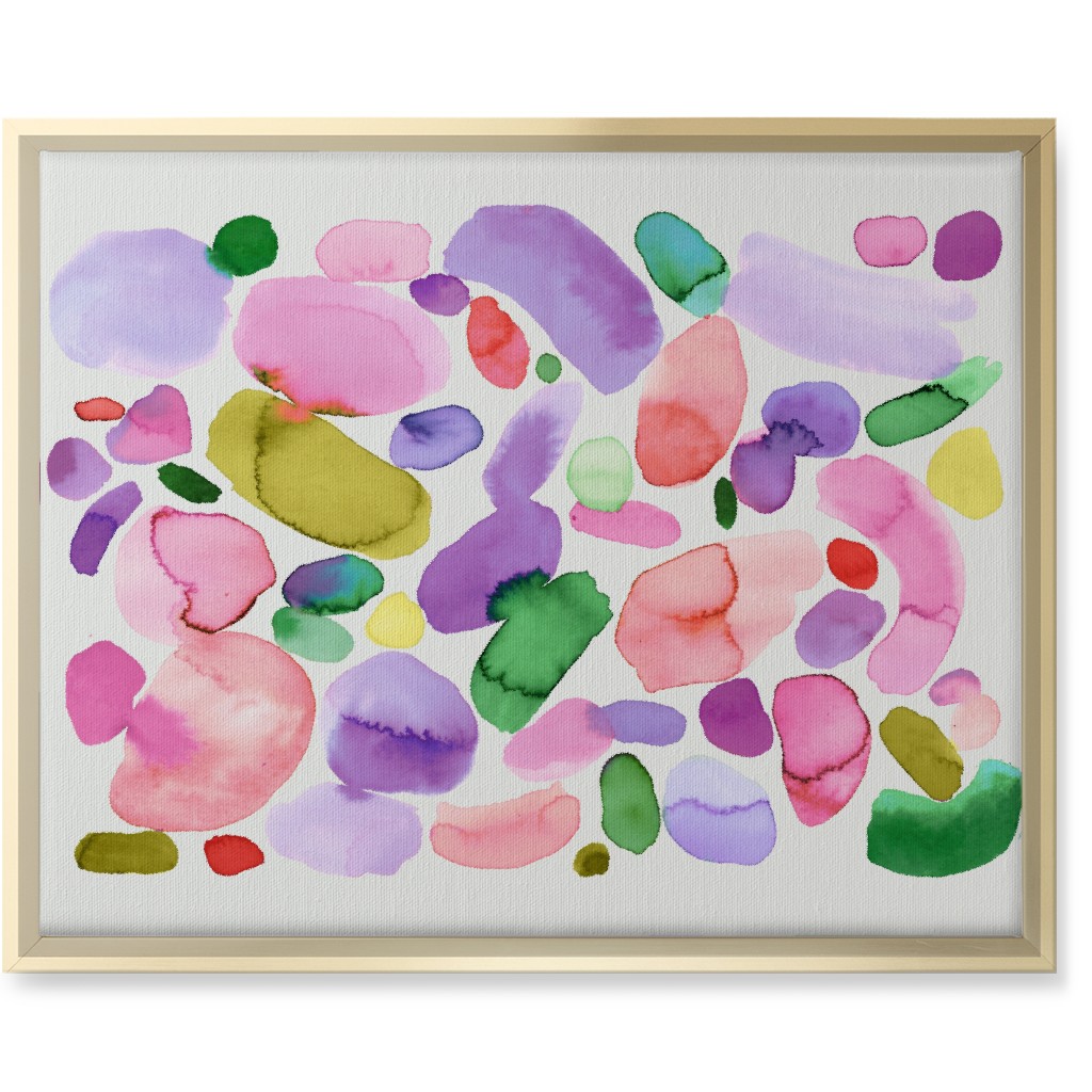 Summer Joy Watercolor Abstract - Pink Wall Art, Gold, Single piece, Canvas, 16x20, Multicolor