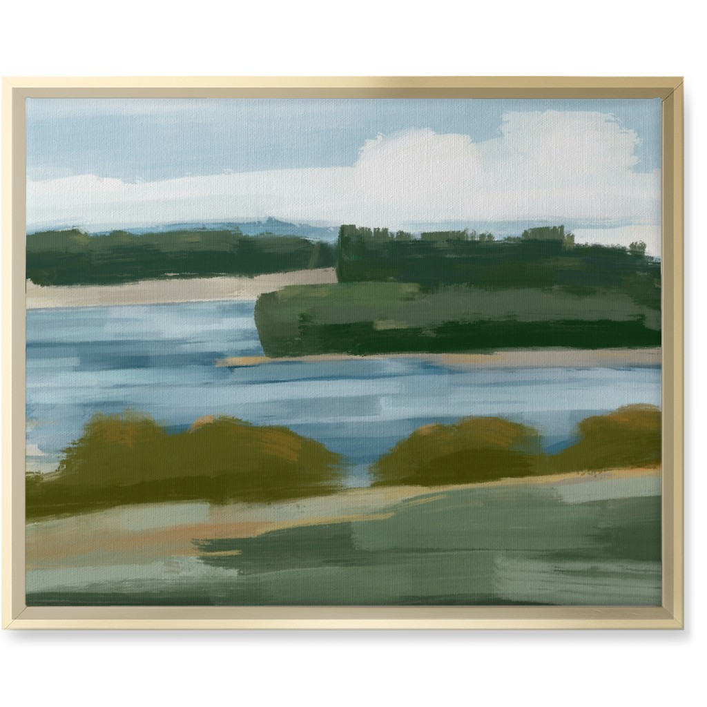 Abstract Lakeside Wall Art, Gold, Single piece, Canvas, 16x20, Multicolor