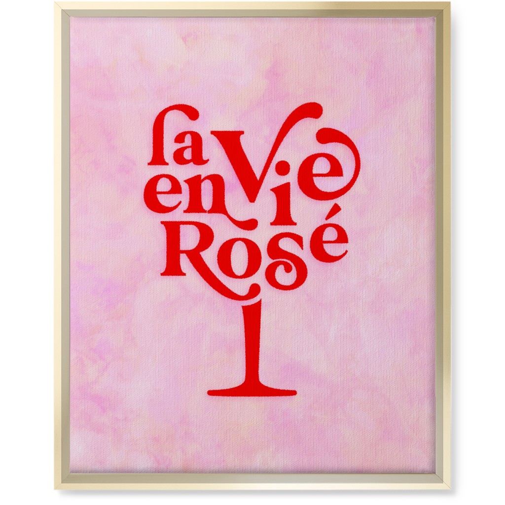 La Vie En Rose - Red and Pink Wall Art, Gold, Single piece, Canvas, 16x20, Pink