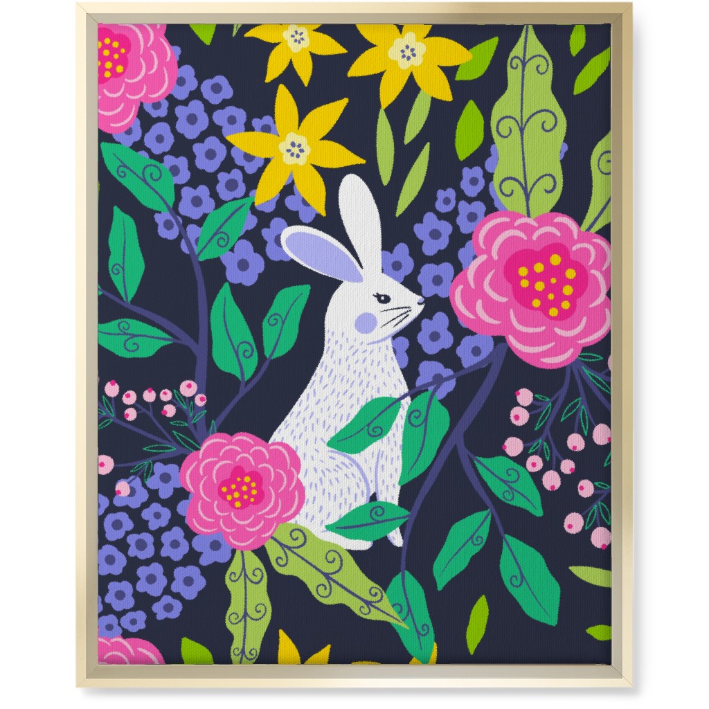 Botanical Bunny - Multi Wall Art, Gold, Single piece, Canvas, 16x20, Multicolor