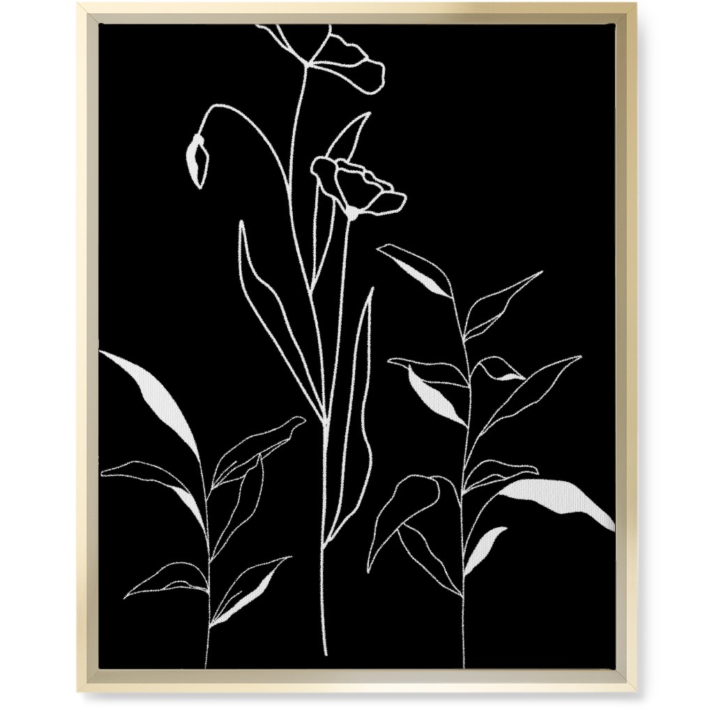 Meadow Botanical - Black and White Wall Art, Gold, Single piece, Canvas, 16x20, Black