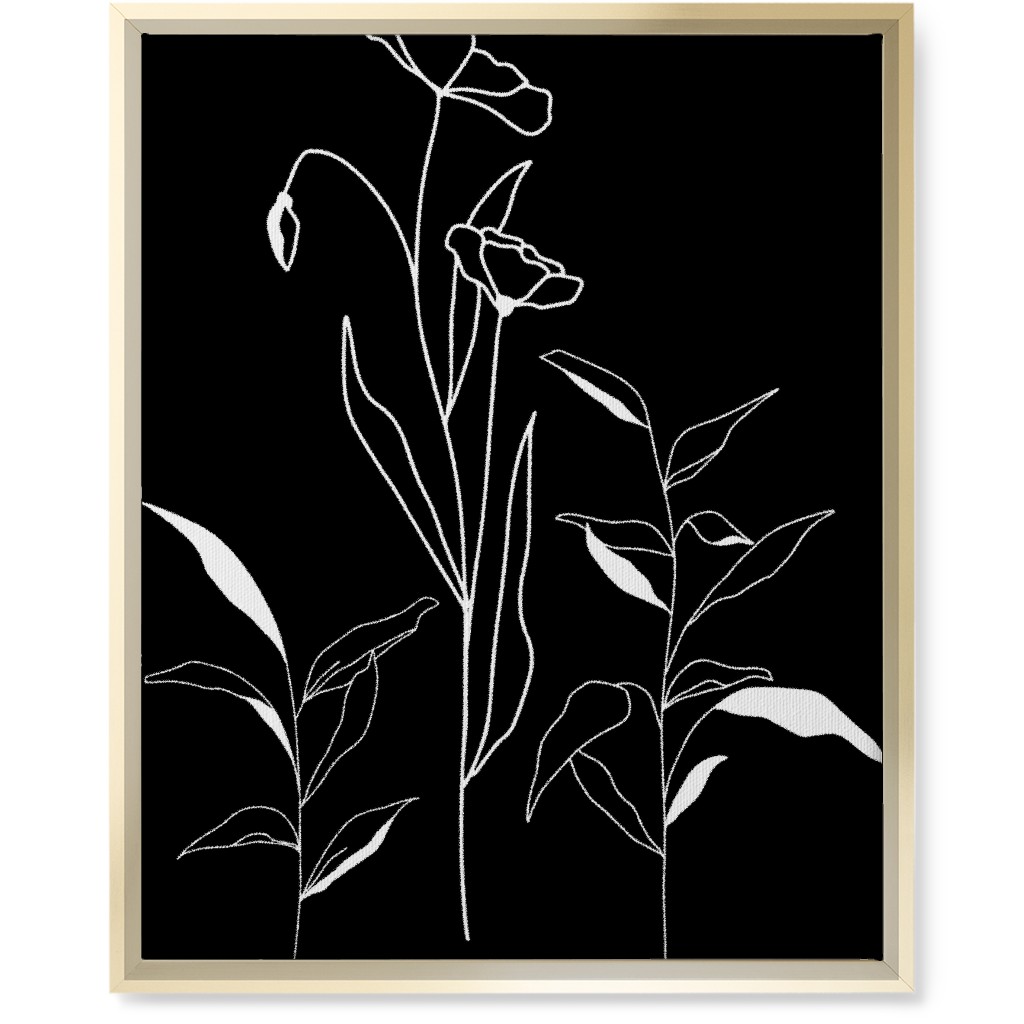 Meadow Botanical - Black and White Wall Art, Gold, Single piece, Canvas, 16x20, Black, Black