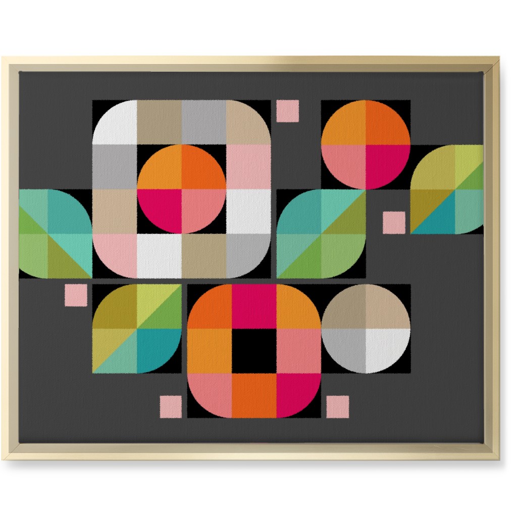 Mod Flower Box Wall Art, Gold, Single piece, Canvas, 16x20, Multicolor