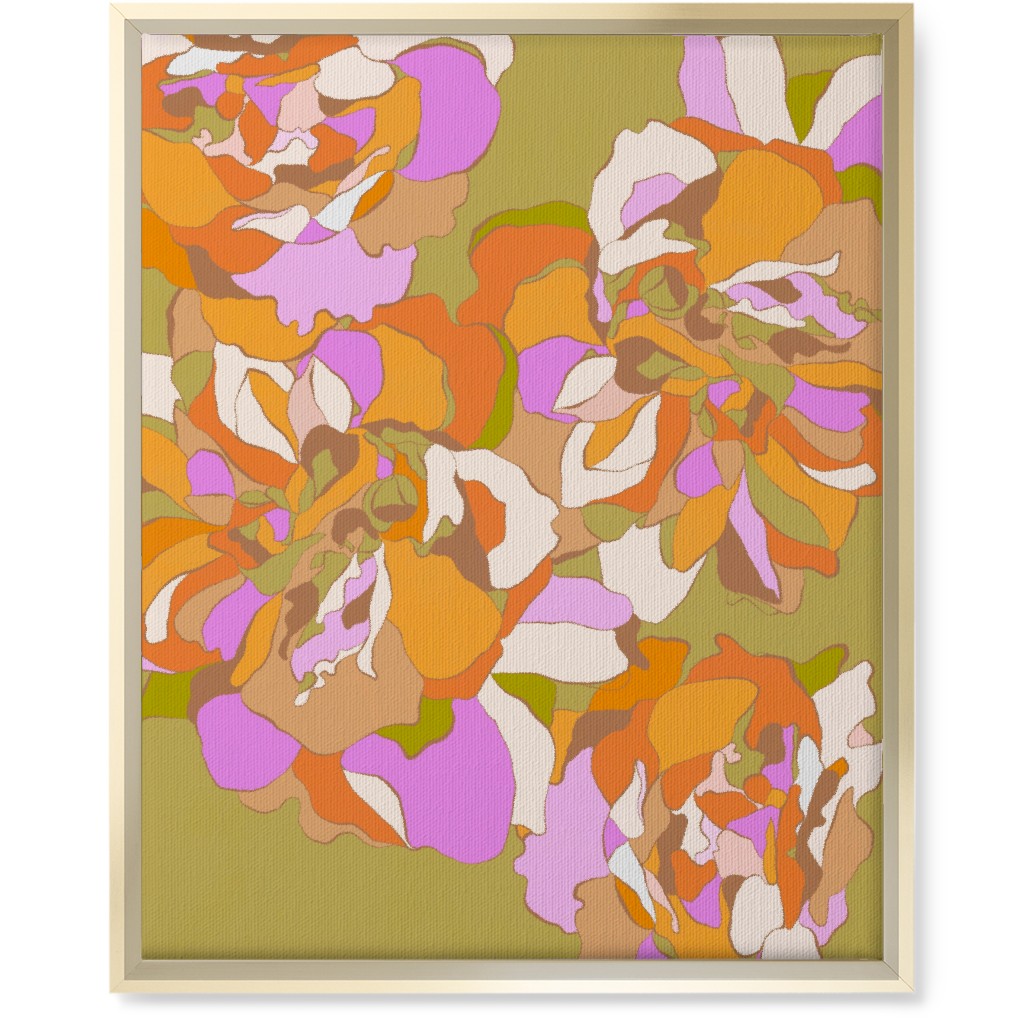 Maxi Boho Peonies Wall Art, Gold, Single piece, Canvas, 16x20, Orange