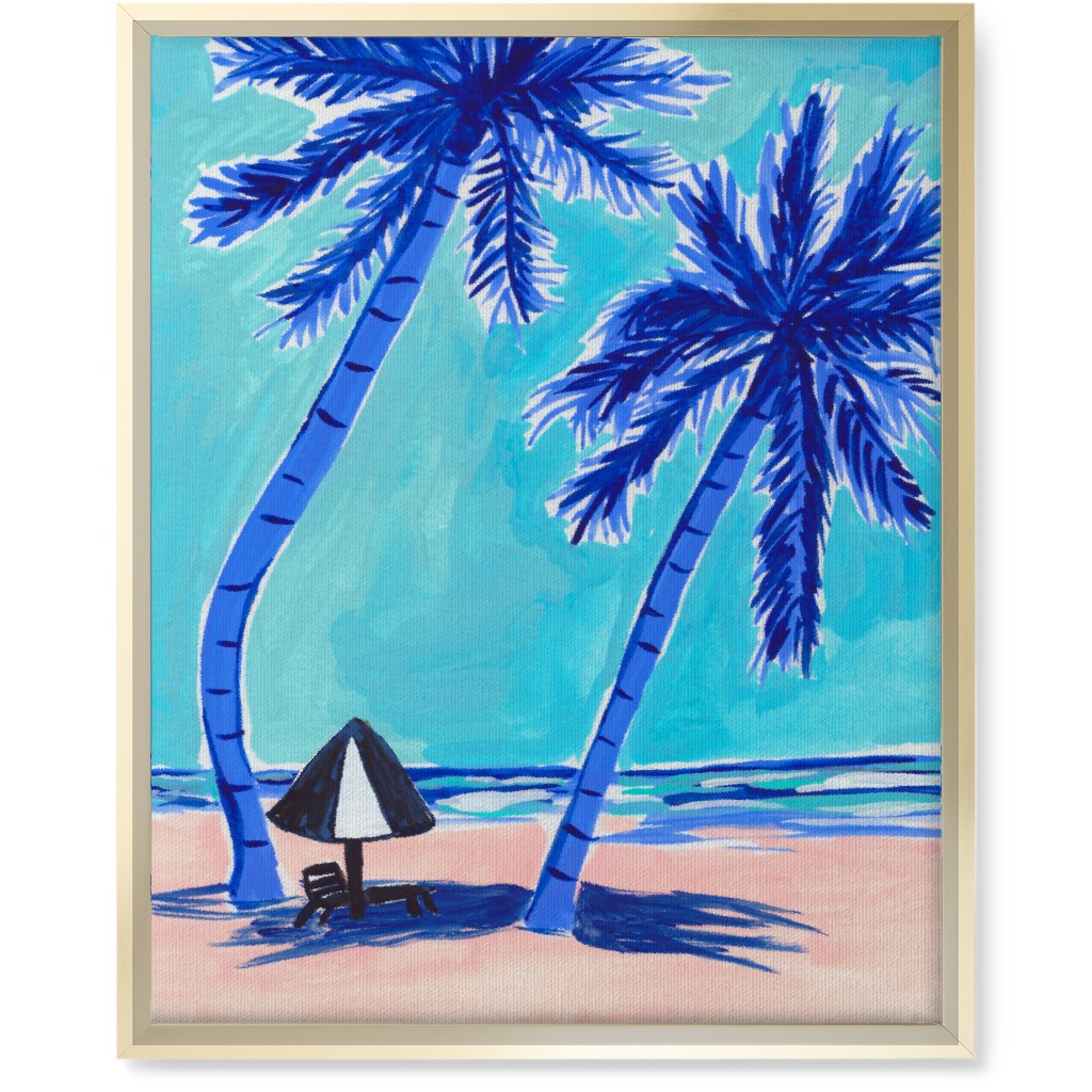 Beach Side - Blue and Beige Wall Art, Gold, Single piece, Canvas, 16x20, Blue, True Blue