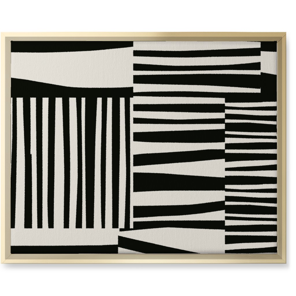 Twiggy Stripes Wall Art, Gold, Single piece, Canvas, 16x20, Black, Black