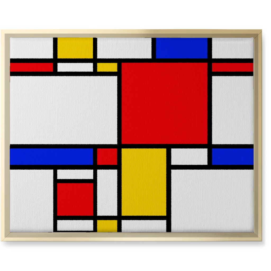 Mondrian Wall Art, Gold, Single piece, Canvas, 16x20, Multicolor