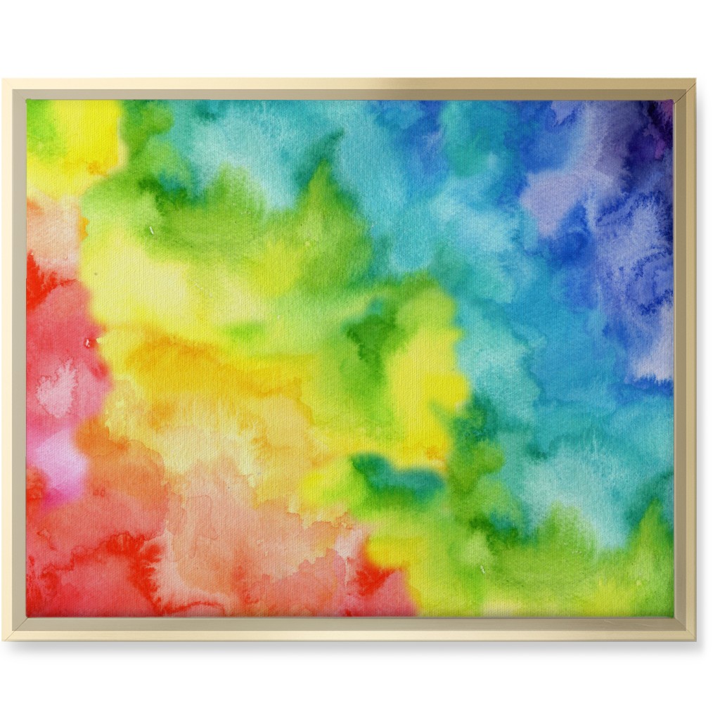 Rainbow Watercolor Wash - Multi Wall Art, Gold, Single piece, Canvas, 16x20, Multicolor