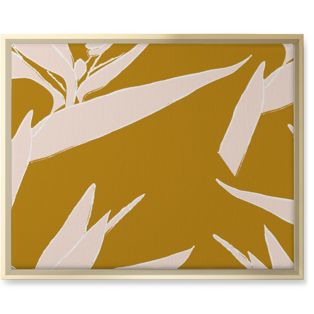 Birds of Paradise - Mustard and Pale Peach Wall Art, Gold, Single piece, Canvas, 16x20, Yellow