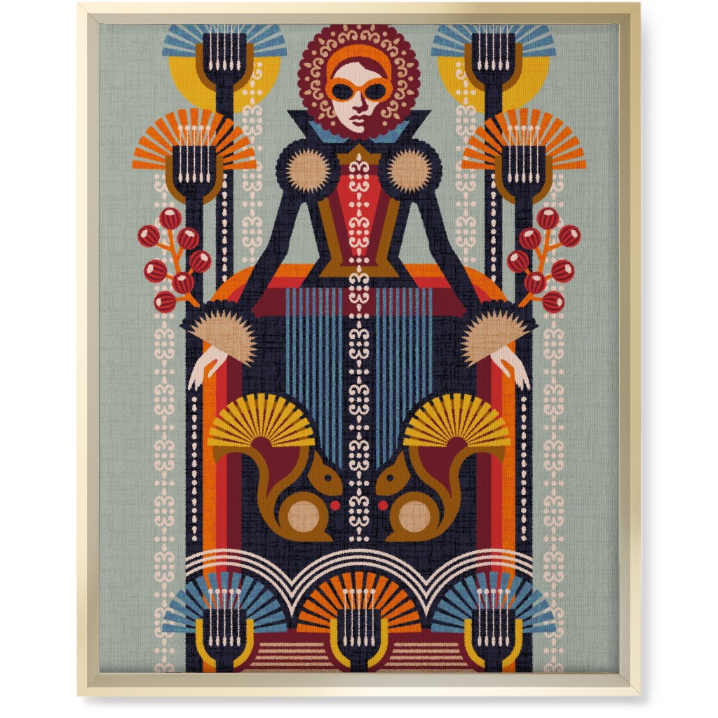 Folk Art Lady - Multi Wall Art, Gold, Single piece, Canvas, 16x20, Multicolor