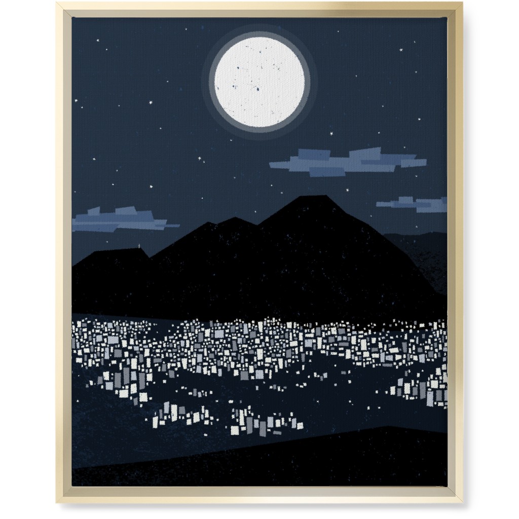 Caracas At Night - Navy Wall Art, Gold, Single piece, Canvas, 16x20, Blue
