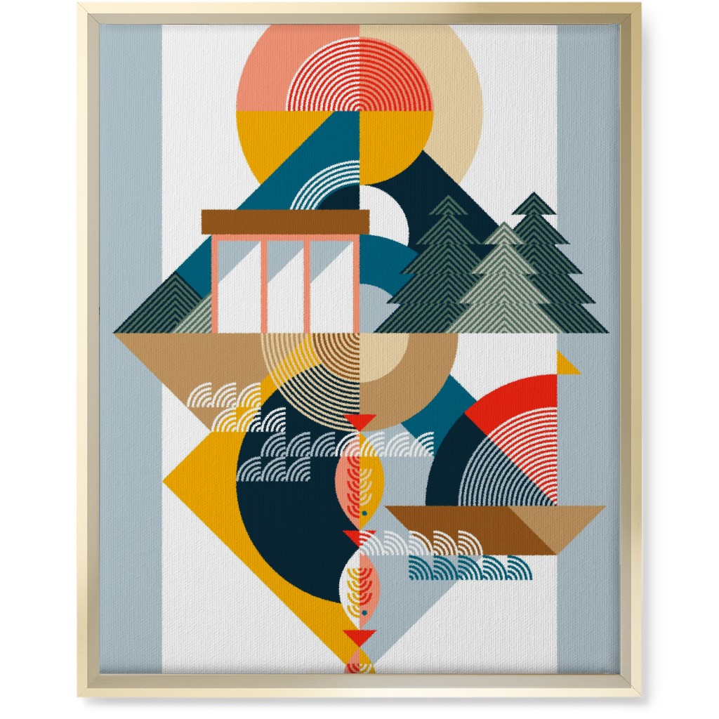 By the Sea Abstract - Multi Wall Art, Gold, Single piece, Canvas, 16x20, Multicolor