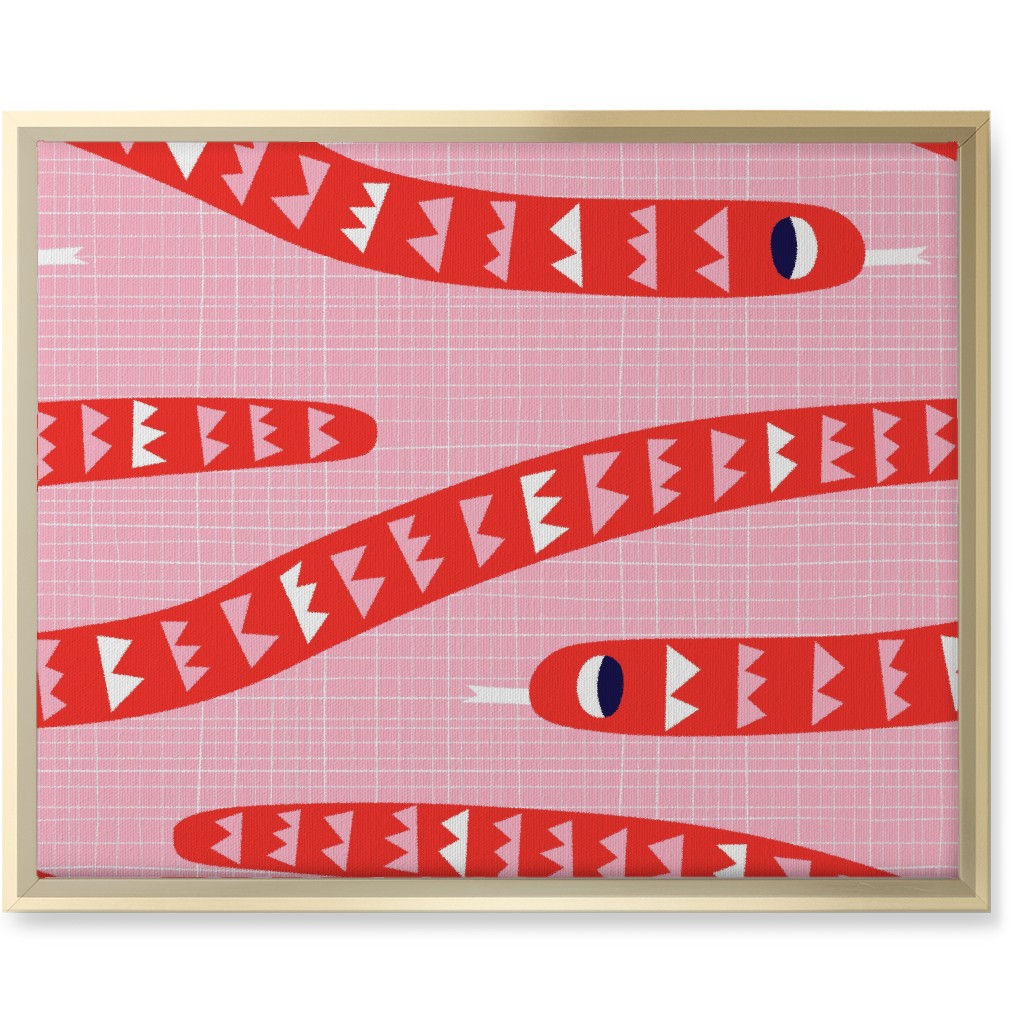 Snakes and Ladders - Pinks Wall Art, Gold, Single piece, Canvas, 16x20, Pink, Bright Pink