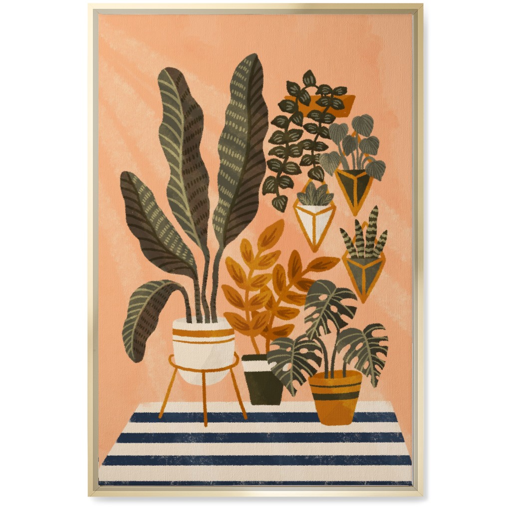 Cozy Home Jungle - Pink Wall Art, Gold, Single piece, Canvas, 20x30, Pink, Bright Pink