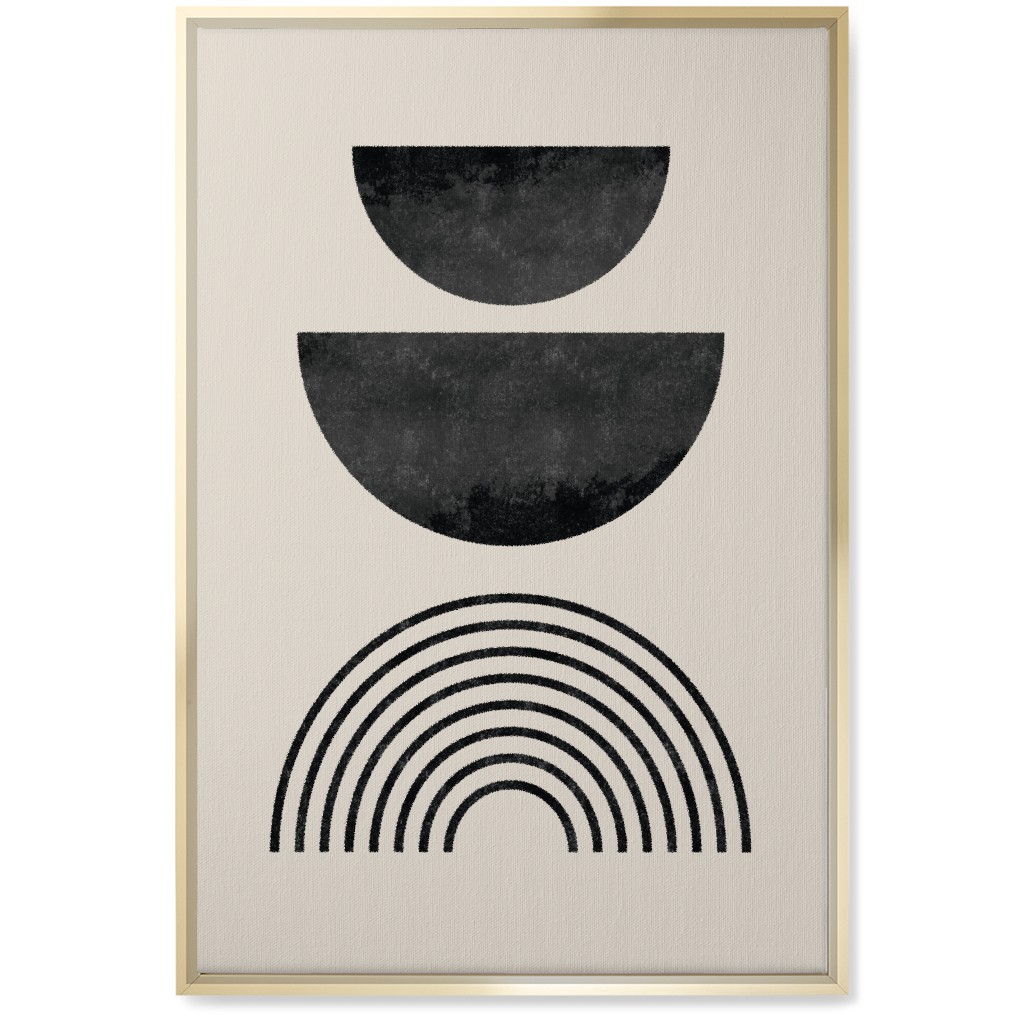 Minimal Geometric and Rainbow - Neutral Wall Art, Gold, Single piece, Canvas, 20x30, Beige