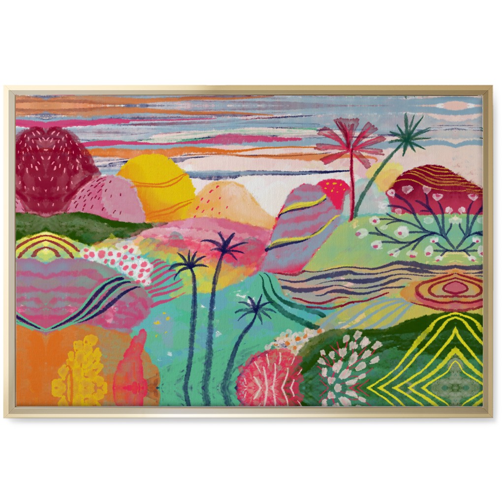 Abstract Dreamy Hills - Vibrant Wall Art, Gold, Single piece, Canvas, 20x30, Multicolor