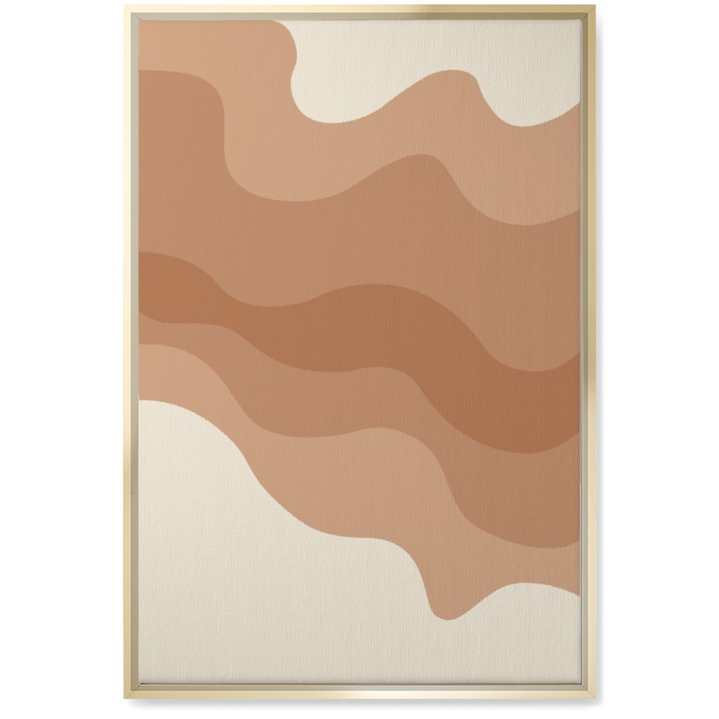 Retro Abstract Waves Wall Art, Gold, Single piece, Canvas, 20x30, Orange, Desert Rose