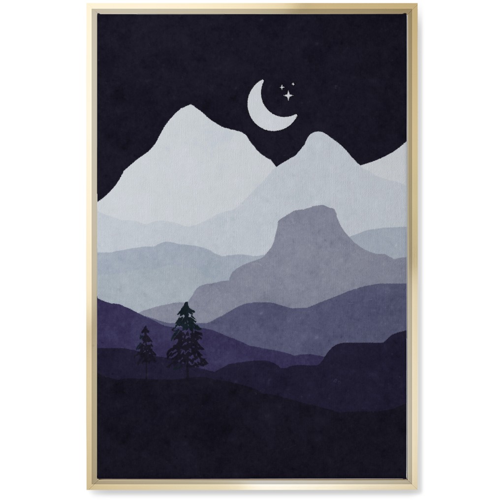 Mountain View Wall Art, Gold, Single piece, Canvas, 20x30, Purple, Charcoal