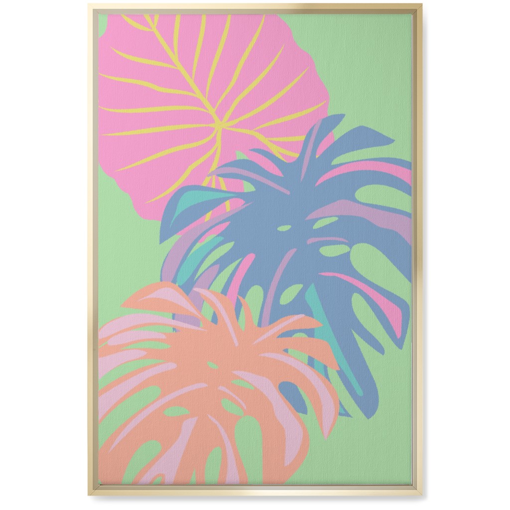 Bold Tropical Leaves - Multi Wall Art, Gold, Single piece, Canvas, 20x30, Multicolor