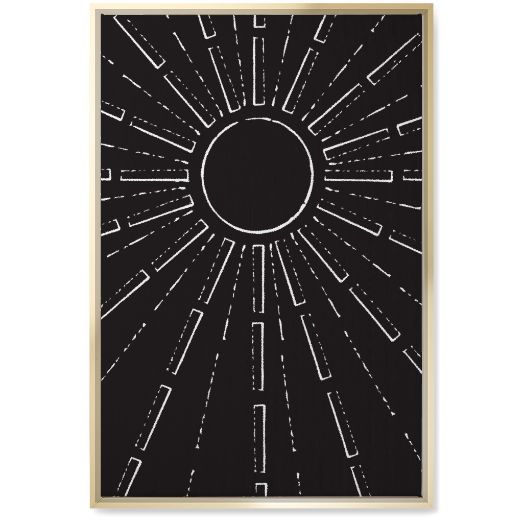 Midcentury Burst Wall Art, Gold, Single piece, Canvas, 20x30, Black, Charcoal