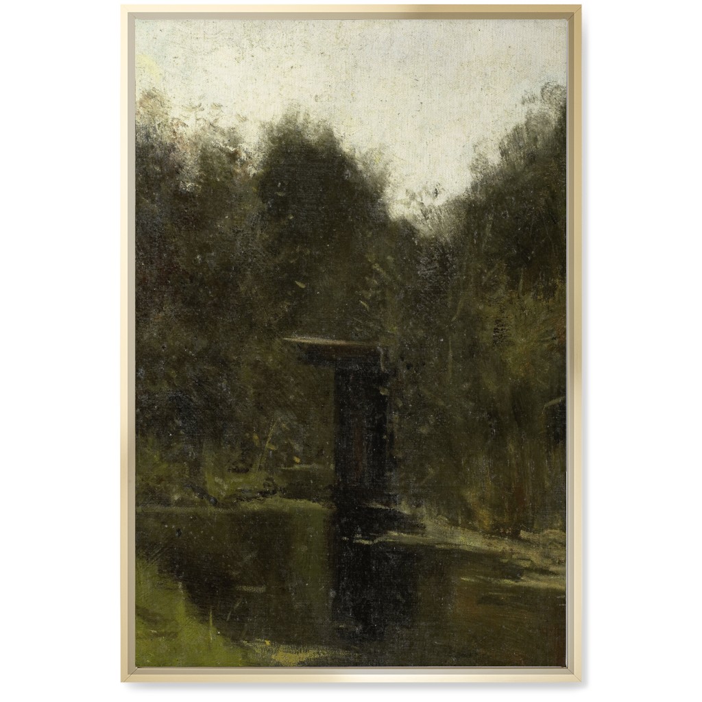 Moody Corner Pond Wall Art, Gold, Single piece, Canvas, 20x30, Green, Classic Green