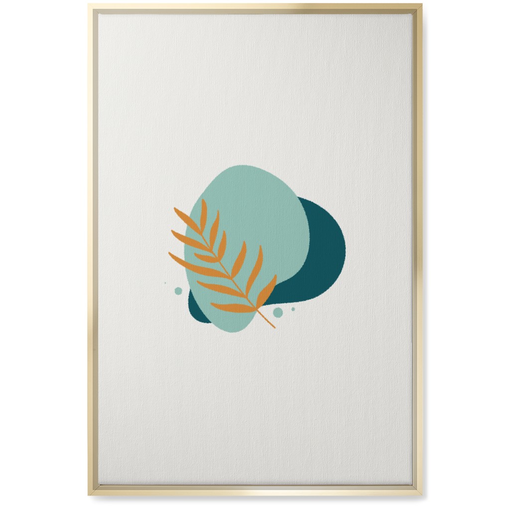 Shapes and Fern Leaf Vi Wall Art, Gold, Single piece, Canvas, 20x30, Green