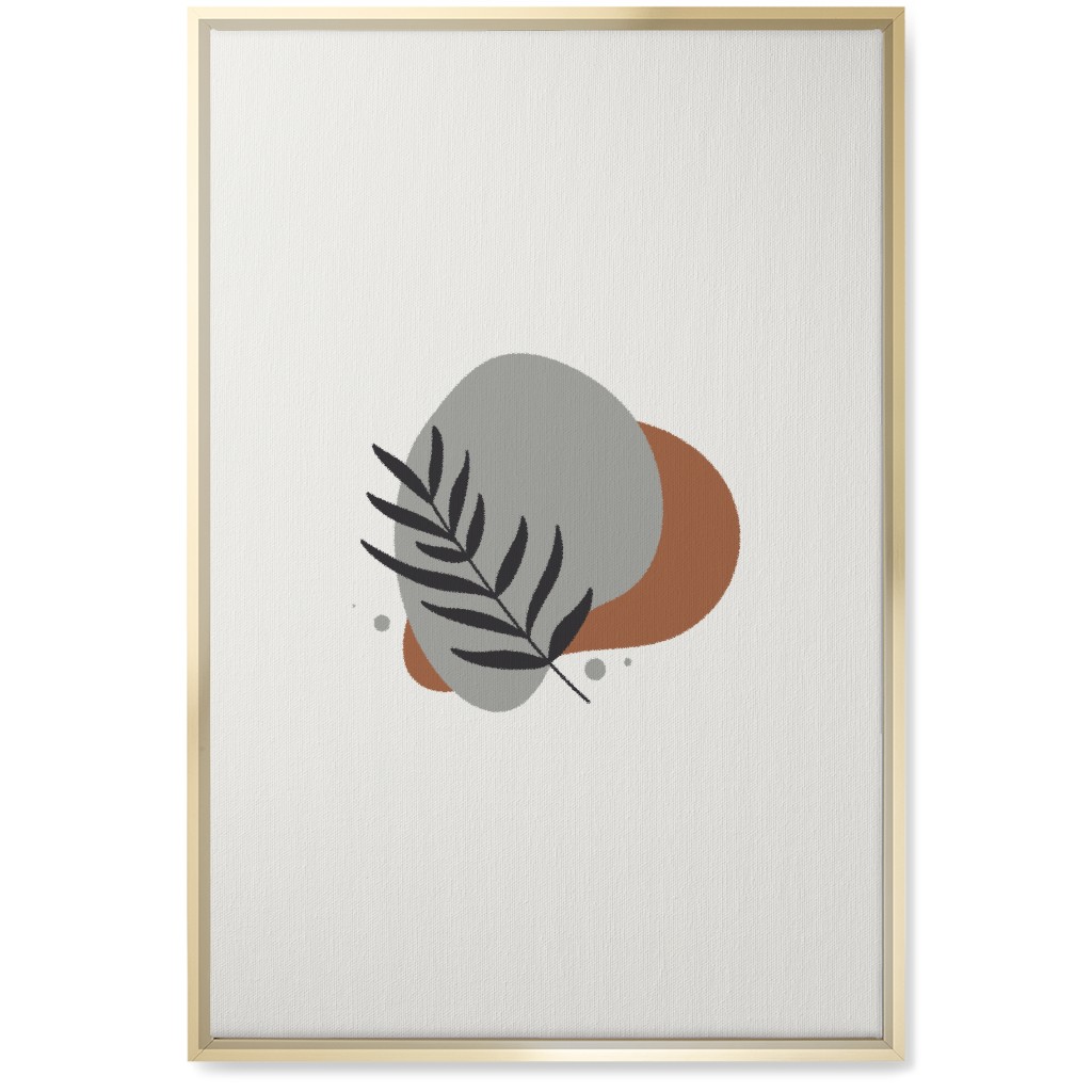 Shapes and Fern Leaf Vi Wall Art, Gold, Single piece, Canvas, 20x30, Brown, Silver Lining