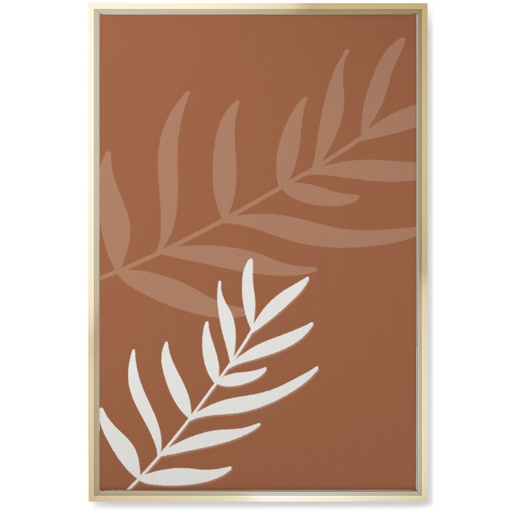 Fern Leaves in Neutral Earth Tones Wall Art, Gold, Single piece, Canvas, 20x30, Brown
