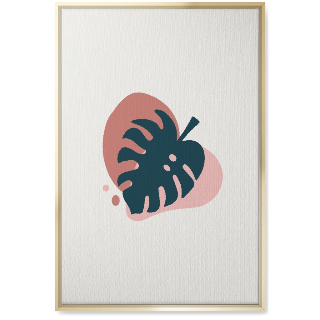 Shapes and Fern Leaf Iv Wall Art, Gold, Single piece, Canvas, 20x30, Pink, Whisper