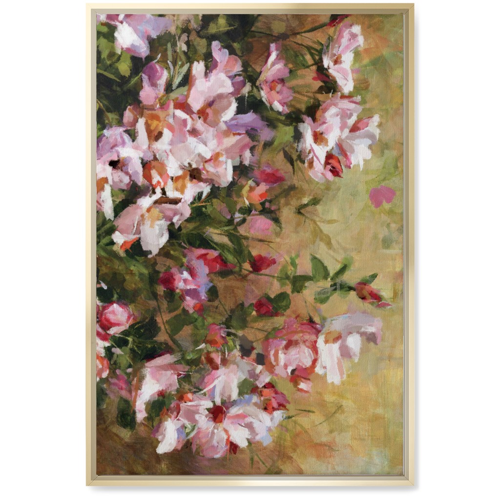Wild Roses Painting - Pink Wall Art, Gold, Single piece, Canvas, 20x30, Pink