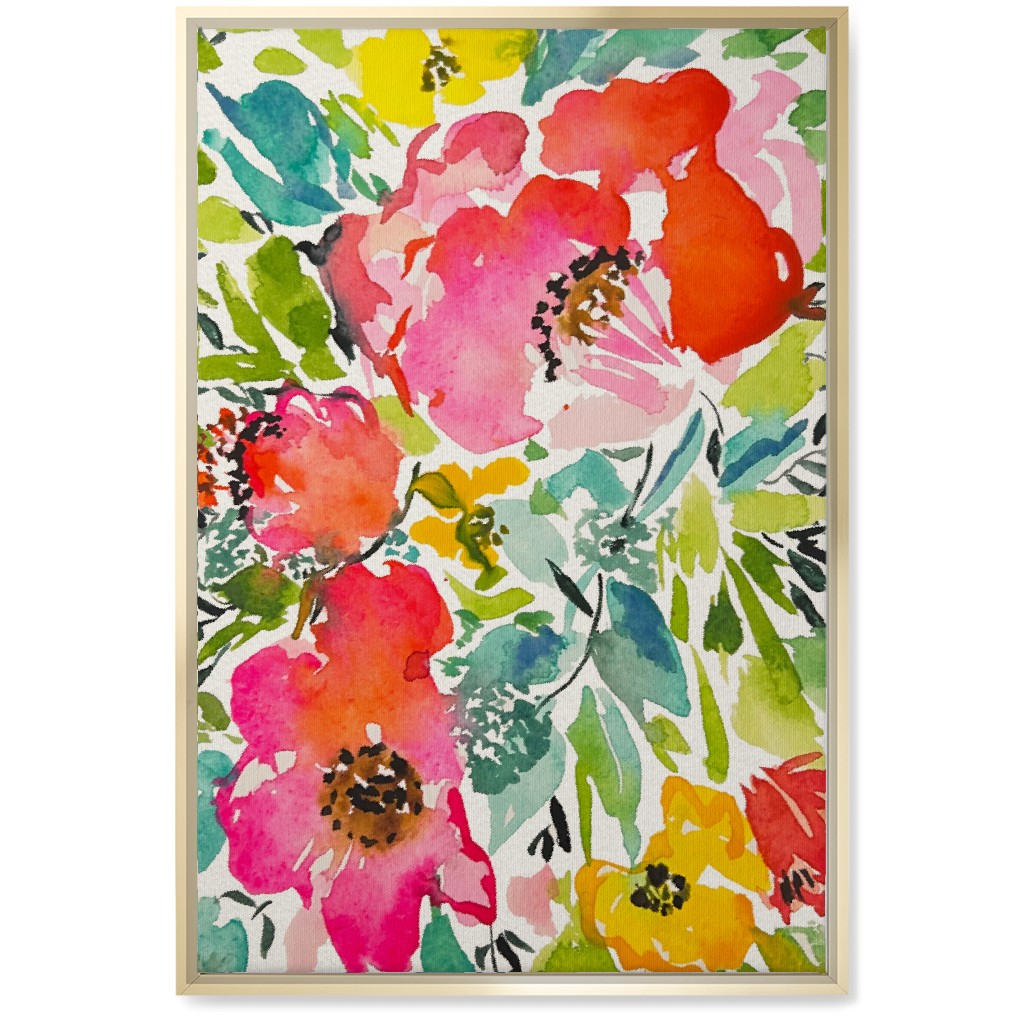 Bright Summer Florals - Multi Wall Art, Gold, Single piece, Canvas, 20x30, Multicolor